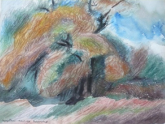 Richmond Park, watercolour, 1970